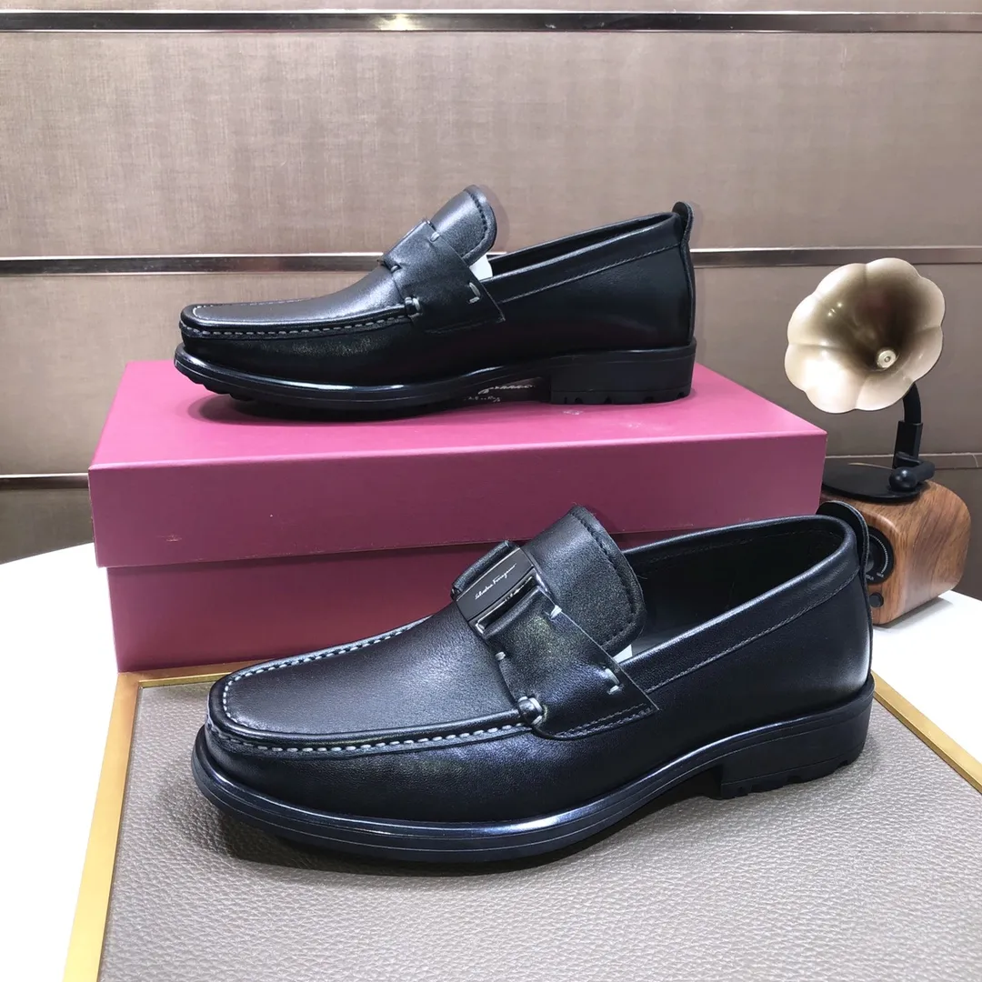 Men's shoes 💰500💰[Ferragamo/Ferragamo] The latest model in the counter. Original imported cowhide fabric + 🐂 water-dyed sheepskin lining + original luxury metal buckle + original combined outsole. Comparison without pressure 38--45 (45 is custom-made and cannot be returned or exchanged)